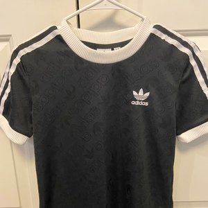 adidas Originals 3 Stripes Women Shirt Black White ED7476